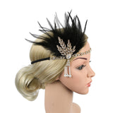 Maxbell Fascinator Headband Hair Chain Wedding Headdress Photo Props Costume Ball Aureate Black