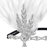 Maxbell Fascinator Headband Hair Chain Wedding Headdress Photo Props Costume Ball Argent White