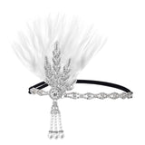 Maxbell Fascinator Headband Hair Chain Wedding Headdress Photo Props Costume Ball Argent White