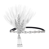 Maxbell Fascinator Headband Hair Chain Wedding Headdress Photo Props Costume Ball Argent White