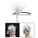 Maxbell Fascinator Headband Hair Chain Wedding Headdress Photo Props Costume Ball Argent White