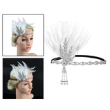 Maxbell Fascinator Headband Hair Chain Wedding Headdress Photo Props Costume Ball Argent White