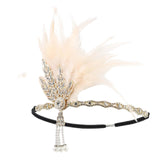 Maxbell Fascinator Headband Hair Chain Wedding Headdress Photo Props Costume Ball Aureate Skin