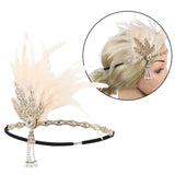 Maxbell Fascinator Headband Hair Chain Wedding Headdress Photo Props Costume Ball Aureate Skin