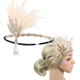 Maxbell Fascinator Headband Hair Chain Wedding Headdress Photo Props Costume Ball Aureate Skin