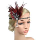 Maxbell Fascinator Headband Hair Chain Wedding Headdress Photo Props Costume Ball Black Rose Red