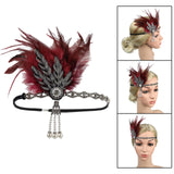 Maxbell Fascinator Headband Hair Chain Wedding Headdress Photo Props Costume Ball Black Rose Red