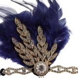 Maxbell Fascinator Headband Hair Chain Wedding Headdress Photo Props Costume Ball Aureate Dark Blue