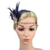 Maxbell Fascinator Headband Hair Chain Wedding Headdress Photo Props Costume Ball Aureate Dark Blue
