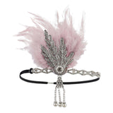 Maxbell Fascinator Headband Hair Chain Wedding Headdress Photo Props Costume Ball Argent Pink