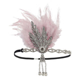 Maxbell Fascinator Headband Hair Chain Wedding Headdress Photo Props Costume Ball Argent Pink