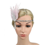 Maxbell Fascinator Headband Hair Chain Wedding Headdress Photo Props Costume Ball Argent Pink