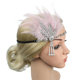 Maxbell Fascinator Headband Hair Chain Wedding Headdress Photo Props Costume Ball Argent Pink