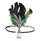 Maxbell Fascinator Headband Hair Chain Wedding Headdress Photo Props Costume Ball Argent Green