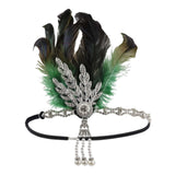 Maxbell Fascinator Headband Hair Chain Wedding Headdress Photo Props Costume Ball Argent Green