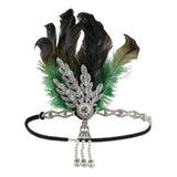 Maxbell Fascinator Headband Hair Chain Wedding Headdress Photo Props Costume Ball Argent Green