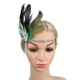 Maxbell Fascinator Headband Hair Chain Wedding Headdress Photo Props Costume Ball Argent Green