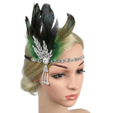 Maxbell Fascinator Headband Hair Chain Wedding Headdress Photo Props Costume Ball Argent Green