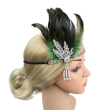 Maxbell Fascinator Headband Hair Chain Wedding Headdress Photo Props Costume Ball Argent Green