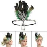 Maxbell Fascinator Headband Hair Chain Wedding Headdress Photo Props Costume Ball Argent Green