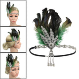 Maxbell Fascinator Headband Hair Chain Wedding Headdress Photo Props Costume Ball Argent Green