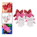 Maxbell Women PU Leather Fingerless Gloves Punk Rivets Gloves for Cosplay Dancing White