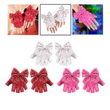 Maxbell Women PU Leather Fingerless Gloves Punk Rivets Gloves for Cosplay Dancing White