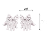 Maxbell Women PU Leather Fingerless Gloves Punk Rivets Gloves for Cosplay Dancing White