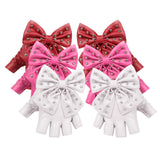 Maxbell Women PU Leather Fingerless Gloves Punk Rivets Gloves for Cosplay Dancing White