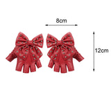 Maxbell Women PU Leather Fingerless Gloves Punk Rivets Gloves for Cosplay Dancing Red