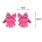 Maxbell Women PU Leather Fingerless Gloves Punk Rivets Gloves for Cosplay Dancing Pink