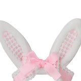 Maxbell Plush Bunny Ears Headband with Bowknot for Halloween Party Adults Pink