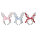 Maxbell Plush Bunny Ears Headband with Bowknot for Halloween Party Adults Pink