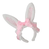 Maxbell Plush Bunny Ears Headband with Bowknot for Halloween Party Adults Pink