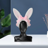 Maxbell Plush Bunny Ears Headband with Bowknot for Halloween Party Adults Pink