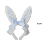 Maxbell Plush Bunny Ears Headband with Bowknot for Halloween Party Adults Blue