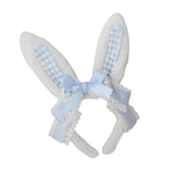 Maxbell Plush Bunny Ears Headband with Bowknot for Halloween Party Adults Blue