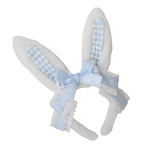 Maxbell Plush Bunny Ears Headband with Bowknot for Halloween Party Adults Blue