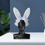 Maxbell Plush Bunny Ears Headband with Bowknot for Halloween Party Adults Blue