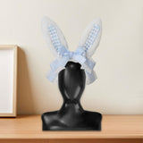 Maxbell Plush Bunny Ears Headband with Bowknot for Halloween Party Adults Blue