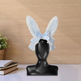 Maxbell Plush Bunny Ears Headband with Bowknot for Halloween Party Adults Blue