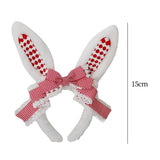 Maxbell Plush Bunny Ears Headband with Bowknot for Halloween Party Adults Red