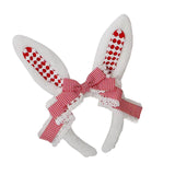 Maxbell Plush Bunny Ears Headband with Bowknot for Halloween Party Adults Red