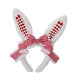 Maxbell Plush Bunny Ears Headband with Bowknot for Halloween Party Adults Red