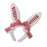 Maxbell Plush Bunny Ears Headband with Bowknot for Halloween Party Adults Red