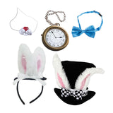 Maxbell Easter White Rabbit Costume Set Top Hat Fancy Dress Nose Bowtie Pocket Watch