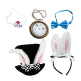 Maxbell Easter White Rabbit Costume Set Top Hat Fancy Dress Nose Bowtie Pocket Watch