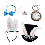 Maxbell Easter White Rabbit Costume Set Top Hat Fancy Dress Nose Bowtie Pocket Watch