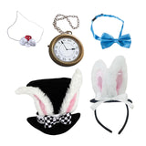 Maxbell Easter White Rabbit Costume Set Top Hat Fancy Dress Nose Bowtie Pocket Watch