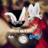 Maxbell Easter White Rabbit Costume Set Top Hat Fancy Dress Nose Bowtie Pocket Watch